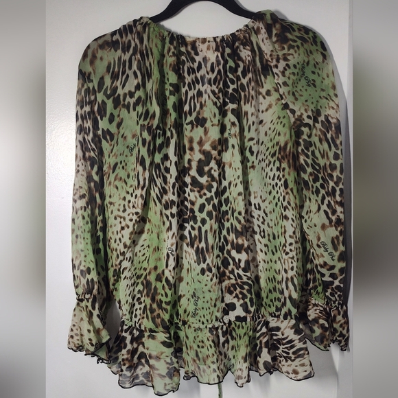 Vintage Baby Phat Leopard Print Blouse - Green and Brown Size 2X #432 - Picture 2 of 2